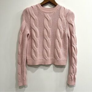 Boden Pastel Powder Pink Cable Knit Sweater Wool Alpaca Blend Crewneck Size 4